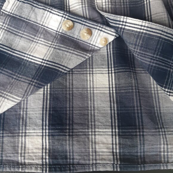 Columbia SZ M Plaid Men's Button Up Cotton Shirt Blue, White & Grey - Picture 10 of 14